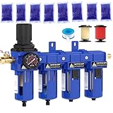 ATINY 1/2 Inch NPT Air Dryer for Compressor,4 Stage Air Drying System,Brass Filter, Coalescing Filter,Double Desiccant Dryers & Air Regulator,Metal Bowl,Semi-Auto Drain,Industrial Grade(Blue)