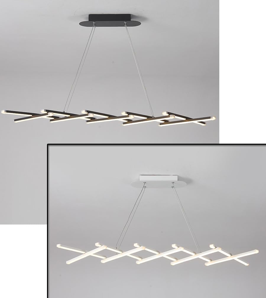Lampadario moderno lineare nero dimmerabile a distanza Lampada a sospensione a soffitto a striscia lunga regolabile pieghevole bianca Lampada a sospensione contemporanea per tavolo da pranzo Cucina