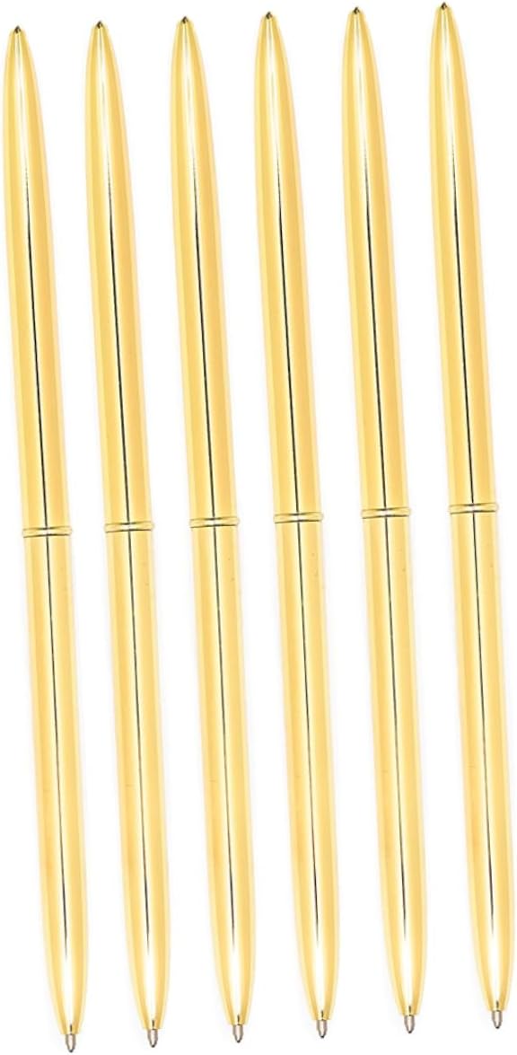 6PCS Dual Heads Metal Ballpoint Pen Lightweight Gold Ink Pens for School Office Supplies Sleek Design with Blue Ink and Portable Writing Instruments