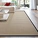 iCustomRug Zara Synthetic Sisal Collection Rug and Runners, Softer Than Natural sisal Rug, Stain Resistant & Easy to Clean Beautiful Border Rug in Black 4 Feet x 6 Feet (4' x 6')