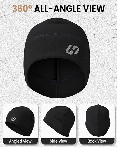 HASAGEI Thermal Running Hat - Men's Skull Cap Cycling Cap Under Helmet Black - image 6