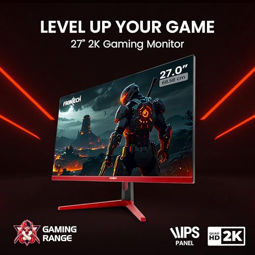 FRONTECH 27-Inch QHD 2K Gaming Monitor (2560×1440) | 180Hz Refresh Rate | IPS Panel | HDMI & DP Dual Input | RGB Backlight | Eye Care | Wall Mount | 3-Year Warranty (MON-0085P) view 2
