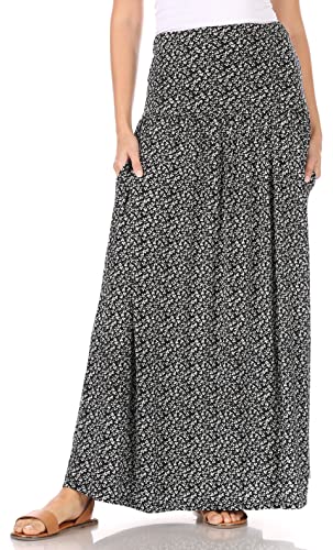 Simlu Maxi Skirts for Women Ankle Length Skirt Casual Long Skirt High Waisted Maxi Skirt Reg and Plus Size Skirt Long Skirt, Floral, 4X-Large