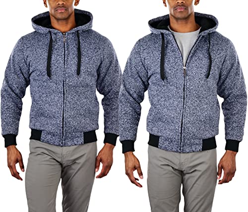 Image of ToBeInStyle Men's Polar Fleece Long Sleeve Zip Up Kangaroo Pocket Cold Weather Hoodie Jacket