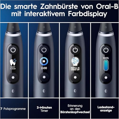 Oral-B iO Series 9 Elektrische Zahnbürste Schwarz PLUS Ausgewählte Original Oral-B iO Aufsteckbürsten Schwarz 7x – Bild 5