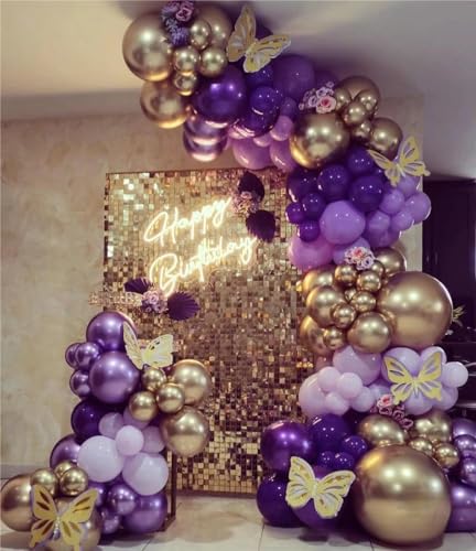 Image of Metallic Purple Balloons 12inch, 50Pcs Chrome Purple Party Balloons | 3.2g Latex Balloons for Women Birthday Wedding Baby Shower Graduation Party Decorations