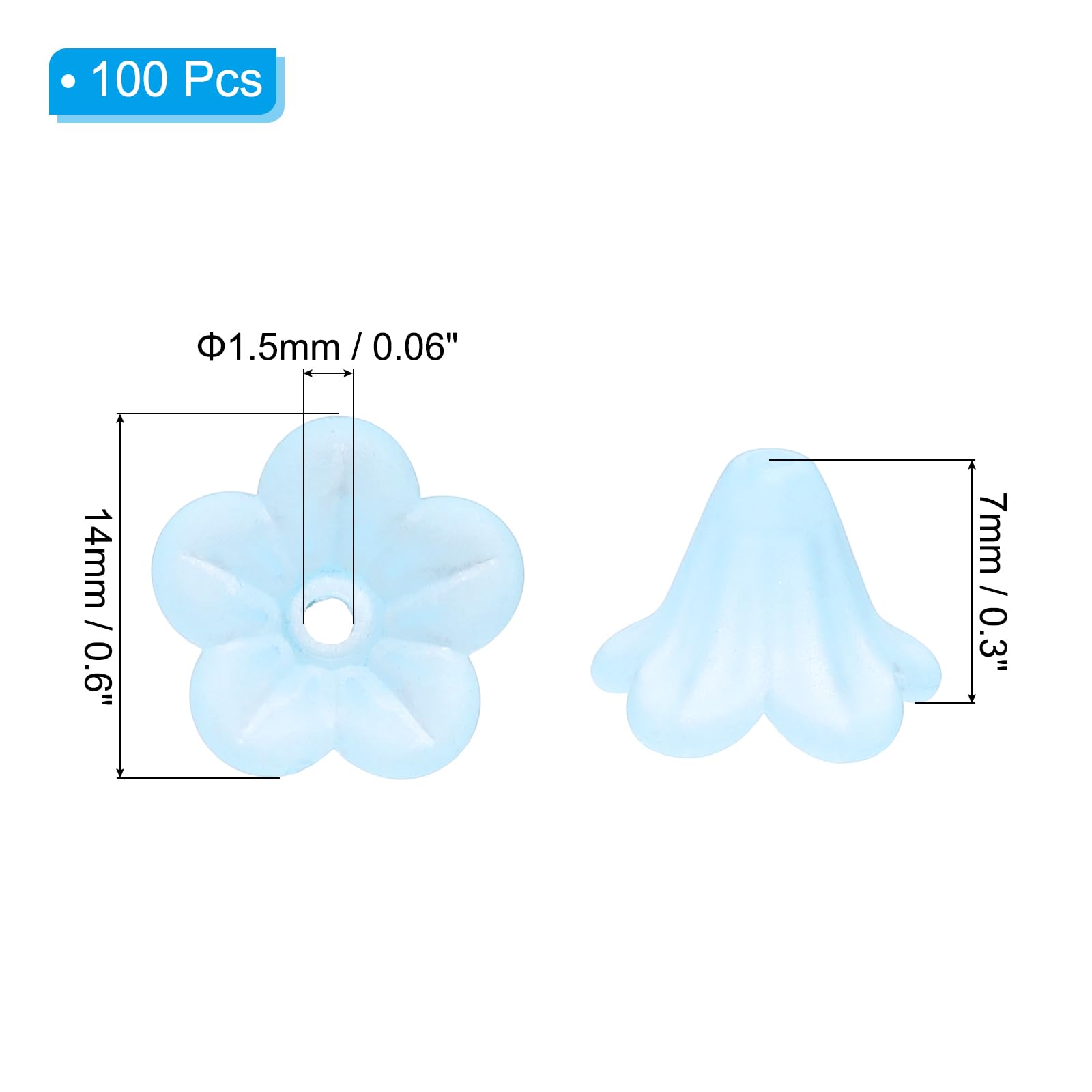 PATIKIL Frosted Flower Beads, 100 Pcs Acrylic Trumpet Flower Beads for Bracelets Earrings, Necklaces - Image 2