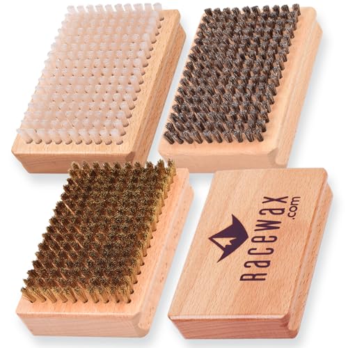RaceWax Pro Ski Wax Hand Brush Kit: Nylon Horsehair Brass - (ZL-6336)