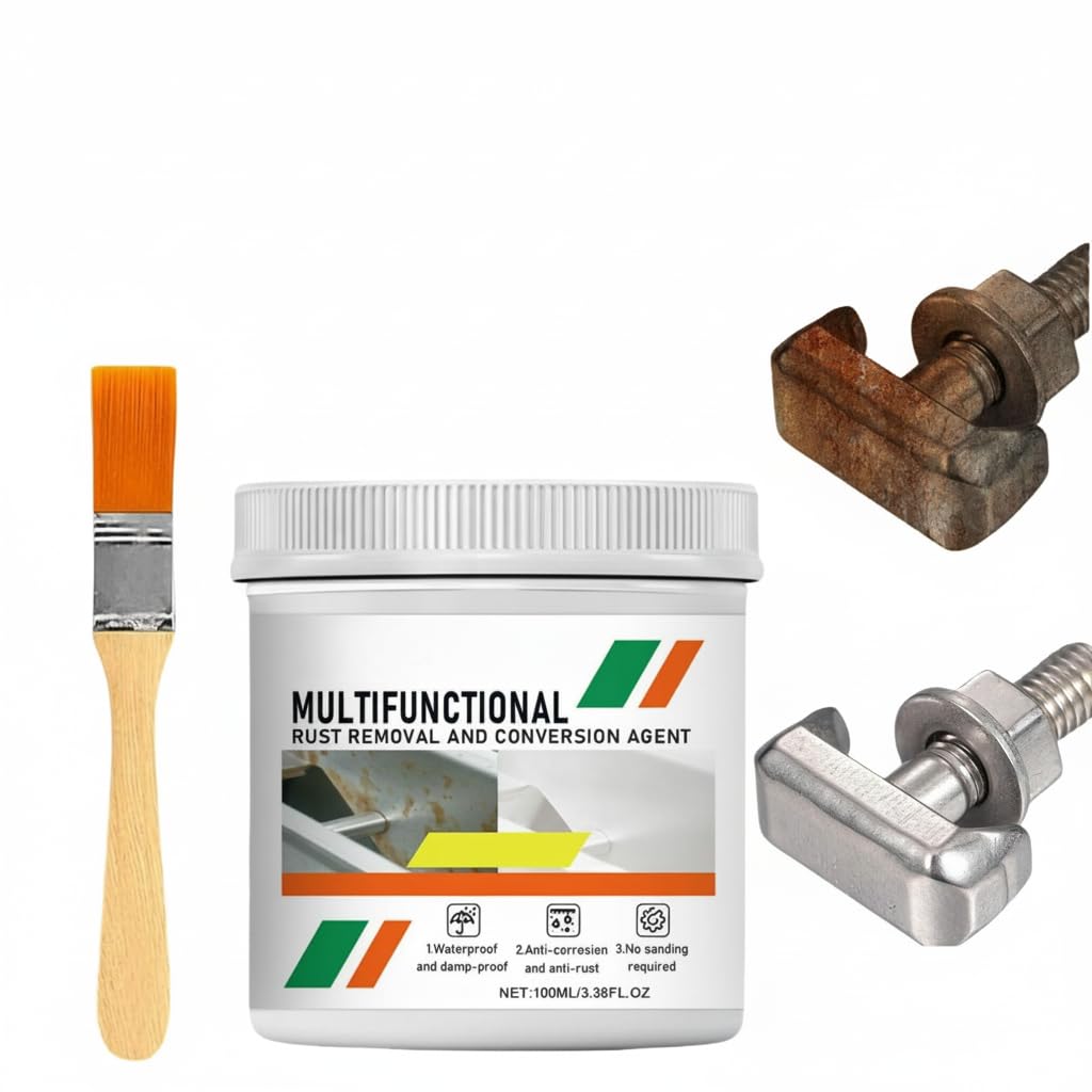 100ml Multipurpose Rust Remover, Rust Removal Metal Surface Chrome Paint Conversion Agent, Based Metal Rust Remover with Brush, Rust Converter Anti Rust for Metal, for Rust Removal of Various Metals