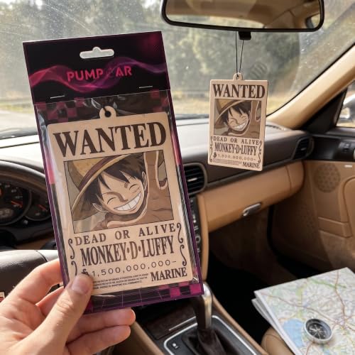 Image of PumpCar 2 pieces Wanted Luffy double-sided hanging Japanese anime cherry-scented One Piece car air freshener for rearview mirror Car Interior Accessories Household Gifts Cool Household Gifts