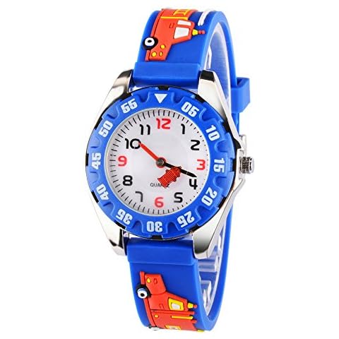 Venhoo Kids Watches 3D Cute Cartoon Silicone Children Wrist Watches Gifts for 3 4 5 6 7 8 9 Years Old Age Boys-Blue Cover