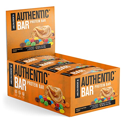 Authentic Bar Peanut Butter Candy Protein Bars Tasty Meal Replacement Energy Bars w/ 16g Whey