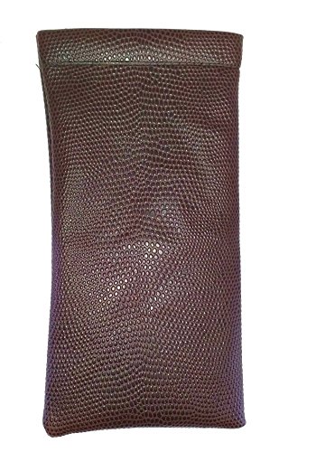 Image of Calabria Soft Squeeze Spring Top Eyeglass Case Snakeskin PU Leather Men Women Glasses Pouch Snap Closure Sunglass Bag Sleeve