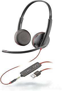 Plantronics - Blackwire 3225 USB-A Wired Headset - Dual-Ear (Stereo) with Boom Mic - Connect to PC/Mac via USB-A or Mobile/Tablet via 3.5 mm Connector - Works with Teams, Zoom & More