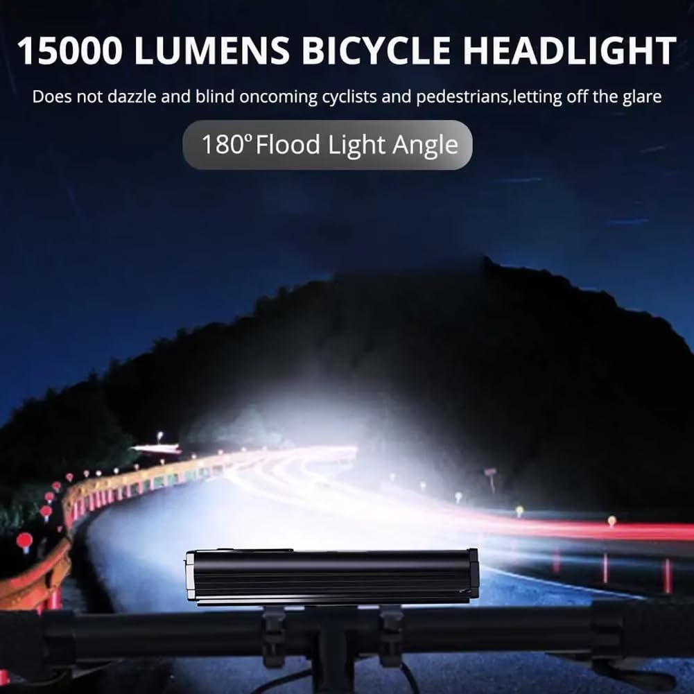 Ultrajasne Światło Rowerowe 15000 Lumenów Przednie Światło Rowerowe Ładowalna Wodoodporna Latarka Akcesoria do Lamp do Jazdy na Rowerze Szosowym