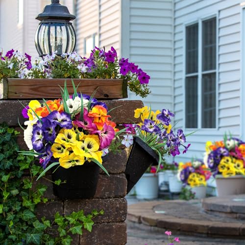Fousuka ARTIFICIAL PANSY FLOWERS Uv Resistant Plastic Plants Fake Silk Faux Flowers thumb #4