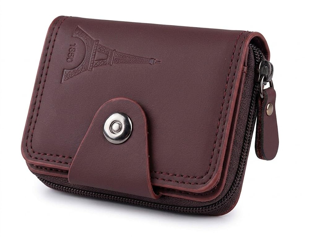 PAVILONN Womens Mini Wallet Ladies Small Purse Girl Compact Wallet Card Holder Coin Pouch Zip Short Purse Stylish Brown Pocket Travel Lightweight Organizer Clutch (Brown)-image-31
