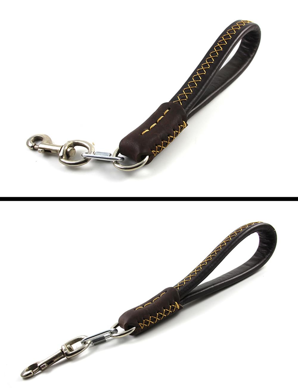 NEUSOP Genuine Leather Short Dog Leash Dog Lead Training Leash 35cm Length Padded Handle Dog Line Leash for Medium Large Dogs Training Outdoor - Image 2