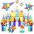 PicassoTiles 100 Piece Set 100pcs Magnet Building Tiles Clear Magnetic 3D Building Blocks Construction Playboards, Creativity beyond Imagination, Inspirational, Recreational, Educational Conventional