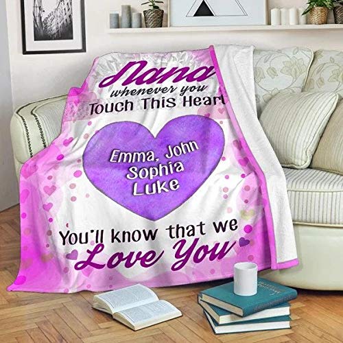 Best Family Gifts Personalized Grandma/Nana/papa Blanket - Customized with Your Nick and Grand Kids/Kids Names, Grandparents Customized Blanket,Grandparents Gift (50