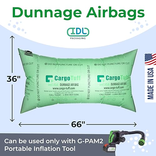 Image of IDL Packaging 36 inch x 66 inch Dunnage Airbag, Woven Polypropylene, Level 1 | Fill The Void in Trucks and Intermodal Shipments, Reusable - Load Securement Airbags for Container Stuffing