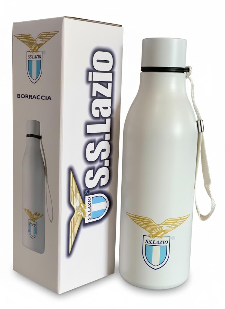 Only4fan S.r.l. Ss Lazio Trinkflasche/Thermosflasche mit Zugband, offizielles Produkt, Unisex, Erwachsene, weiß, einzigartig
