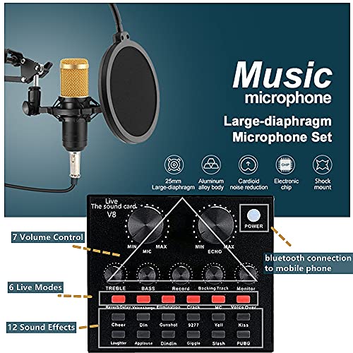 image for KOKITEA Podcast Equipment Bundle, BM-800 Mic Kit with Live Sound Card,