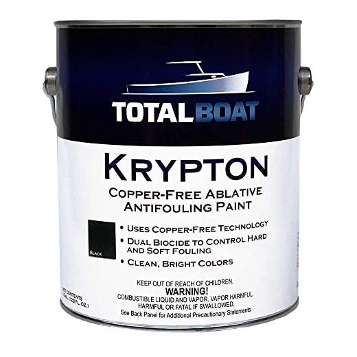 TotalBoat Krypton Copper Free Antifouling – Marine Ablative Boat Bottom Paint | For Fiberglass, Wood, Aluminum & Steel Boats | Ideal for Outdrives & Trim Tabs (Black, Gallon)
