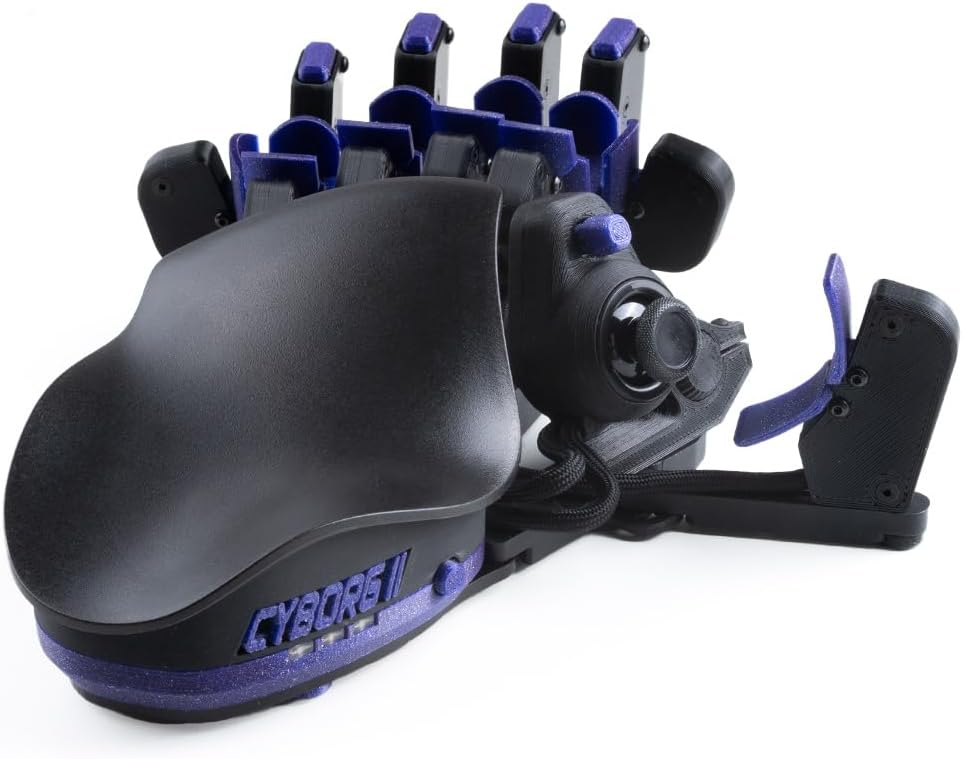 AZERON Cyborg II Gaming Keypad: Mappable one-handed gaming keyboard for PC games; Hole effect thumb stick and 30 keys to map; 3D printer keypad; Right handed (Galaxy Purple, Cyborg II Compact)