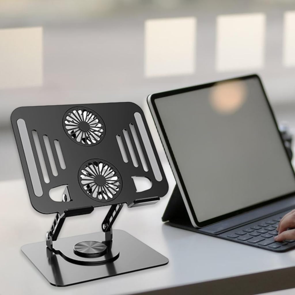 Soporte de aluminio resistente para laptop con rotación de 360 grados y ajuste ergonómico de altura para portátiles de 17.3 pulgadas