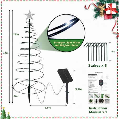 2 Pack 29 Inch Spiral Solar Christmas Tree Lights - image 3