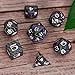 Maywin Inlay Metal Dice Set 7pcs, Luxury DND Dice with Decorative Inlay, Heavy Zinc Alloy RPG Dice for Tabletop Games