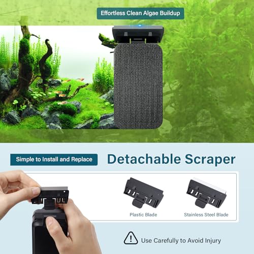 Image of hygger Aquarium Magnetic Glass Clean Tool, Algae Scraper for 0.2 Inch Thick Fish Tank Floating Scrubber Brush with Two Detachable Blades