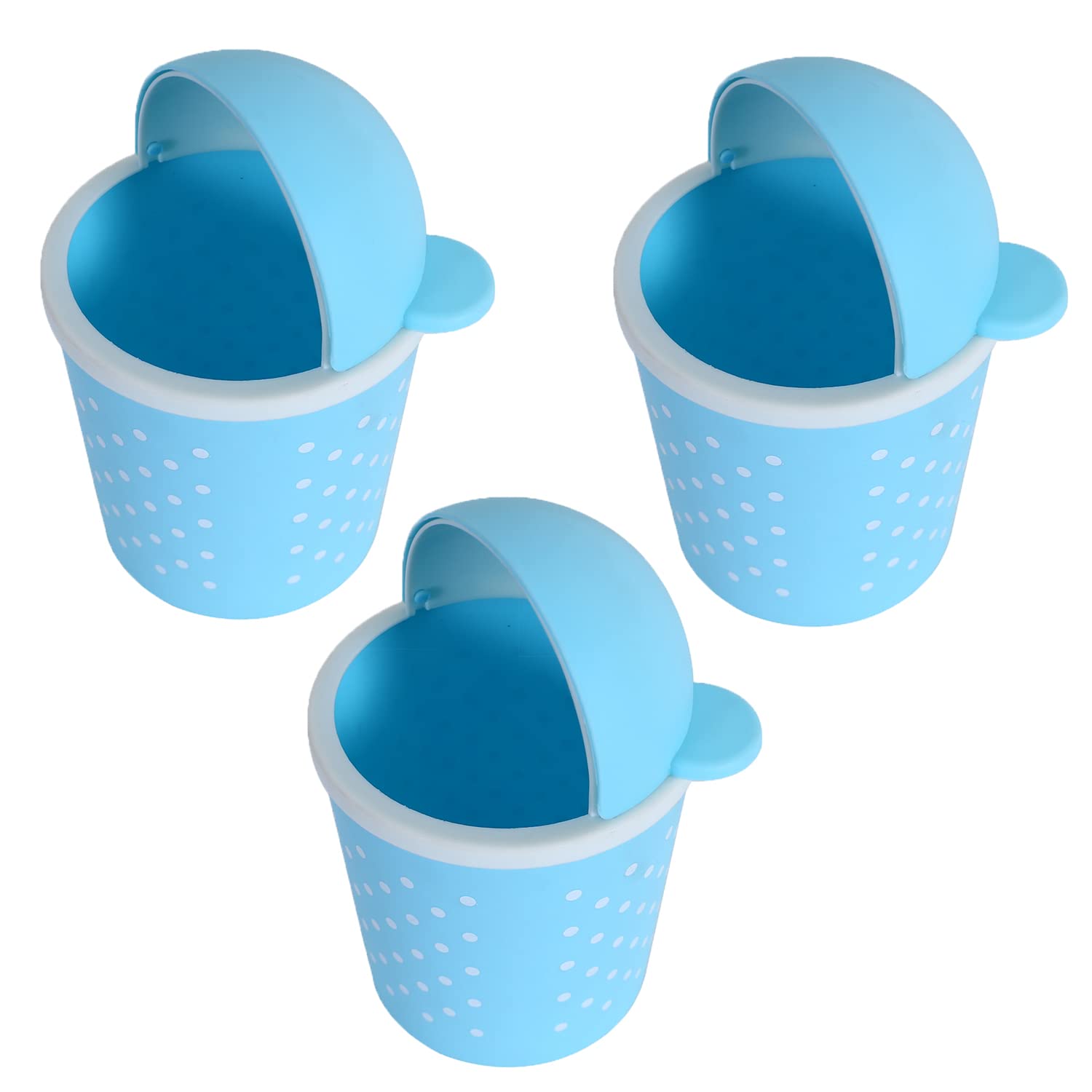 Kuber Industries Pack of 3 Teddy Table Dustbin | Plastic Swinging Lid Waste Storage Garbage Bin | Desktop Trash Can For Study Table, Office | Sky Blue (B0BL3H996F) Amazon Price History, Amazon Price Tracker