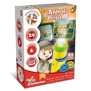 Science4you Linterna Animales Para Niños 4+ Años - Proyector Com 24 Imágenes De Animales, Linterna Infantil Incluye 24 Imágenes Y Poster De Animales, Regalo Educativo Para Niños De 3 4 5 6+ Años