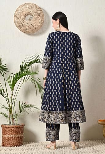 Image of Amazon Brand - Tavasya Women Rayon Straight Kurta Pant Dupatta Set | Embroidered Ethnic Suit Set | Regular Fit Kurta with Pant & Dupatta