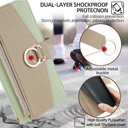 Coque portefeuille Oppo Reno 12F 5G verte pour éviter les chutes