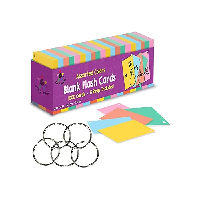 Buy Assorted Colored Blank Flash Cards for Studying 2" x 3" Blank