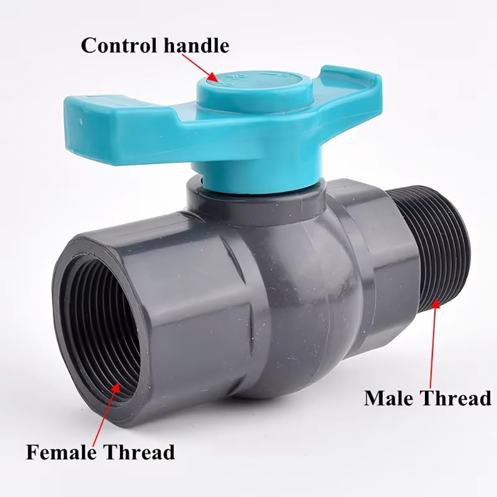 1 szt. Zawór kulowy z PVC, gwint żeński męski 1/2"~2" - zawór sterujący przepływem wody do systemów nawadniających, instalacji wodno-kanalizacyjnych, akwariów i zbiorników rybnych(50mm-1.5 Inch)