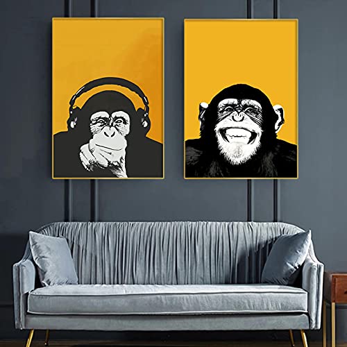 Toile Singe Drôle pour une Décoration de Salon Moderne et Colorée