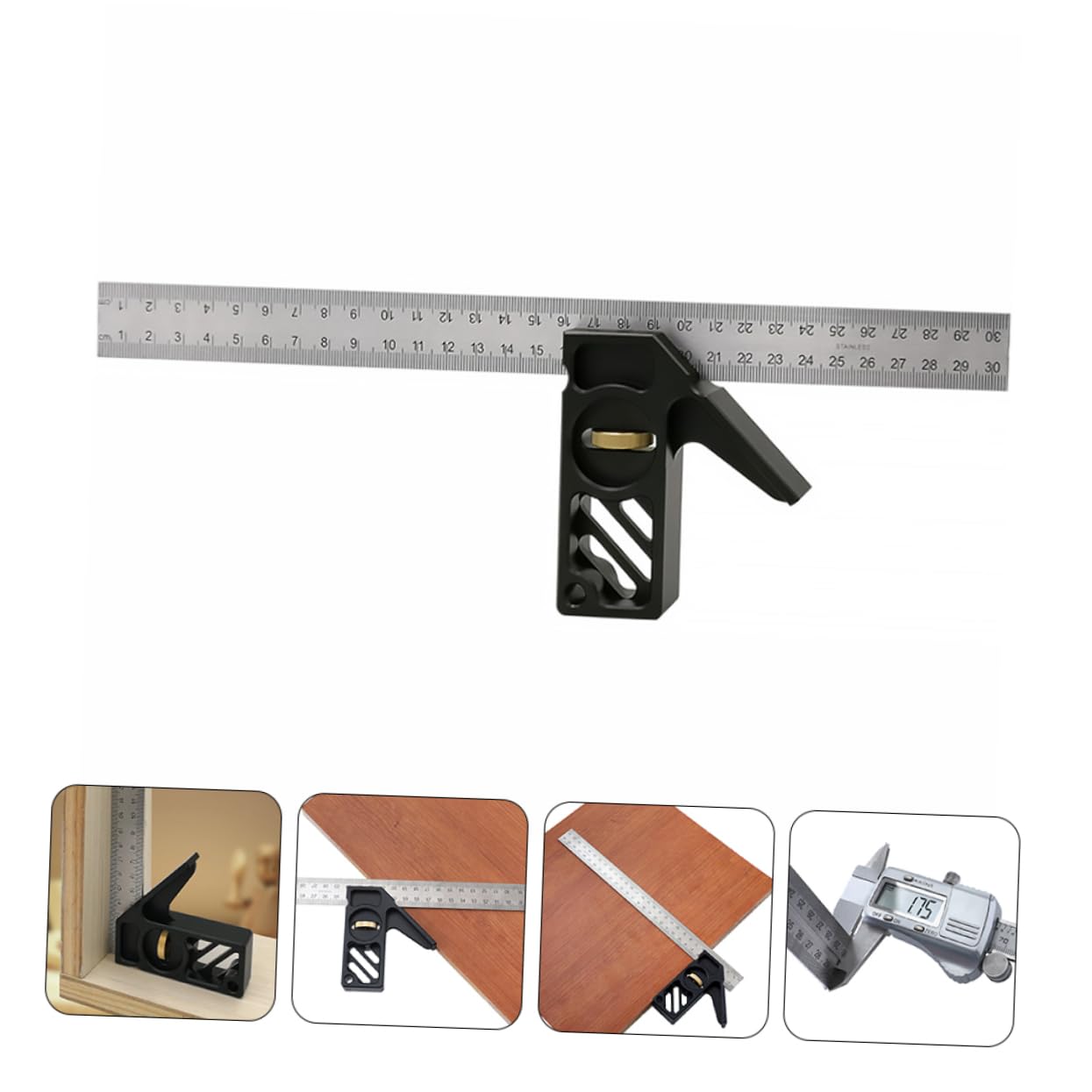 Escuadra de Combinación para Carpintería 45° 90° Escala | Aleación de Aluminio y Acero Inoxidable, Ligera y Portátil, Medición Precisa y Trazado de Ángulos