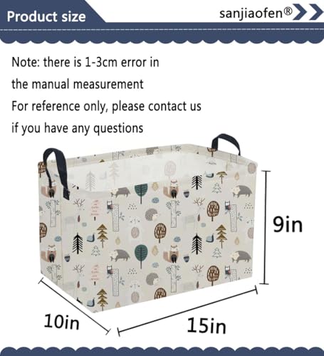 Image of Sanjiaofeng Rectangular Cute Animals Storage Baskets,Foldable Kids Toy Clothes Bins for Bedroom,Woodland Animal Basket,Books Box, Gift Basket(Tree Trunk Animals)