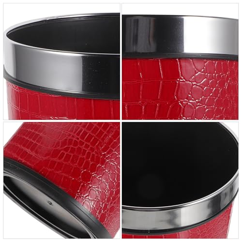Caneca de basura grande 12L con anillo acero rojo miniatura 3