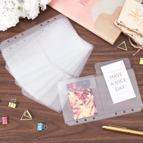 CRASPIRE 15PCS A6 Binder Pockets No Zippers Cash Budget Envelopes 6-Hole Zipless Binder Dual Pouches Clear PVC Savings Challenges Envelope Protector for Money Folder Organizer Loose Leaf Inserts Bags - Image 4