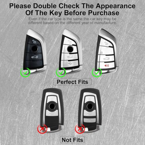 Image of Car Key Fob Cover with Fashion Keychain, Heavy Metal Key Shell Case Fit for BMW 2 5 6 7 Series X1 X2 X5 X6 GT Series, Blade Shape Car Key Case Accessories for Men (1 PCS)