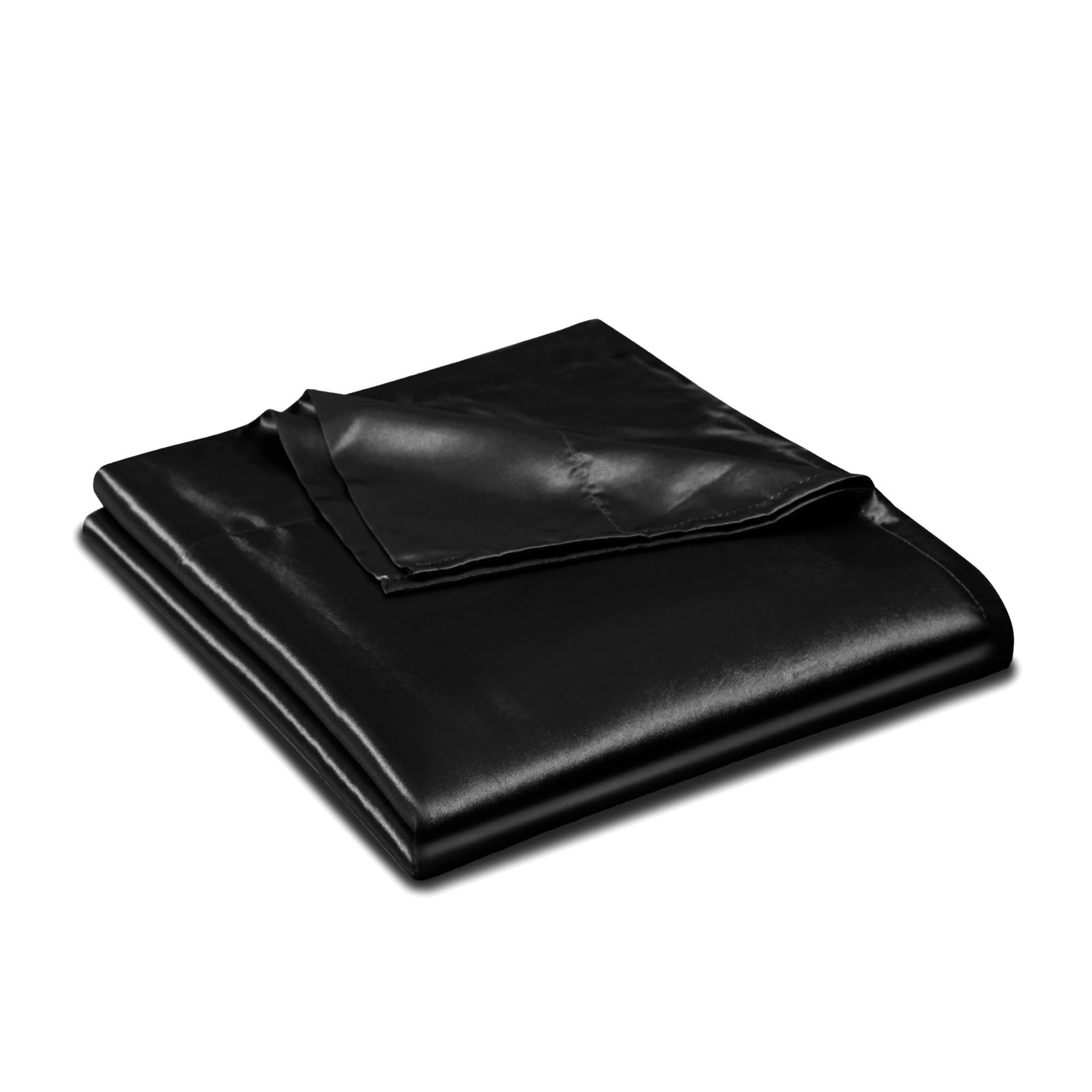 Ersmak Satin Flat Sheet Only, Single Flat Sheet Twin, Luxury & Ultra Soft Silky Bedding Top Sheet for Twin Mattress - Black