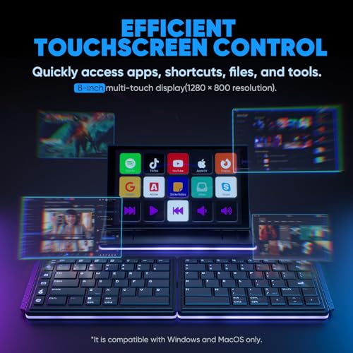Image of MP Mobile Pixels Tetra Keyboard with 8 inch Touchscreen, Customizable Hotkeys Wireless Ergonomic Keyboards, 3 Modular Layouts, Bluetooth Connectivity, USB-C Charging, Portable Keyboard for Windows /Mac