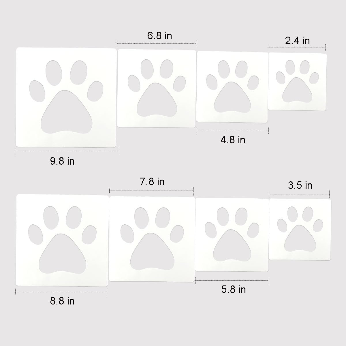 Pfoten-Schablone, 8 Stück, große Hundepfoten-Schablonen zum Malen, niedlicher Bär, Katze, Pfotenabdruck, Schablonen, Schablonen, wiederverwendbar, Kunststoff, Tierpfote, Malschablonen zum Basteln