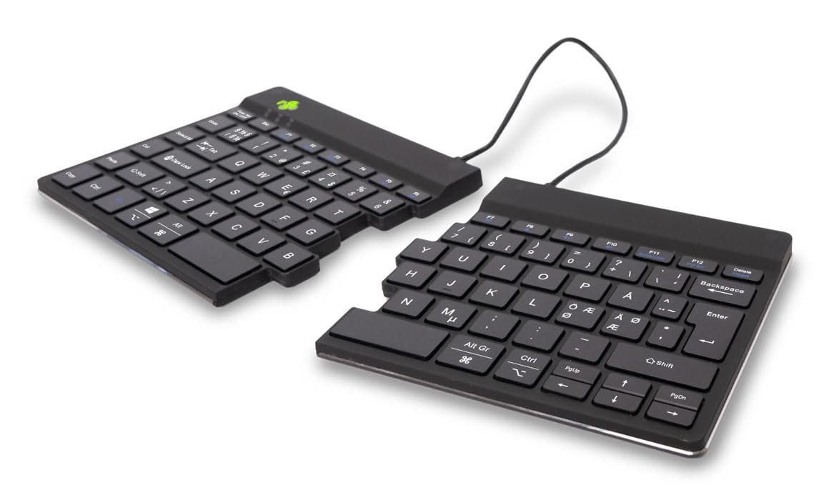R-Go Teclado Split, Bluetooth 5.0, con Software Anti-RSI, Diseño Ergonómico con Teclado Dividido, Controles Multimedia, Diseño Nodico QWERTY, Compatible con Windows/Linux/Mac, Blanco