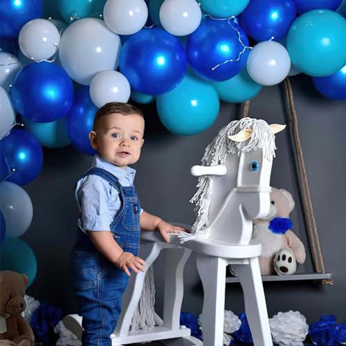 Image of PartyWoo 50 PCS 12 Inch Pearl Azure Blue Balloons, Blue Balloons for Birthday, Baby Shower, Wedding Decorations